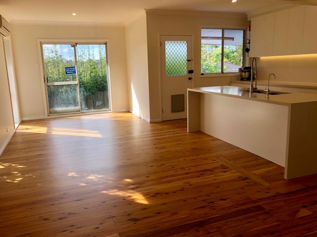 Interior view of a finished wooden floor